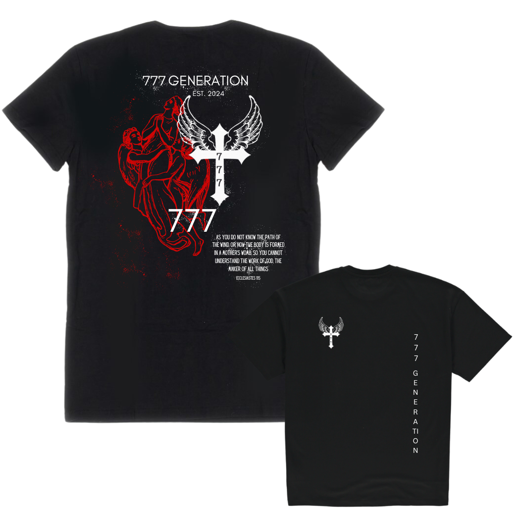 777 GENERATION RED ANGELS BLACK T-SHIRT